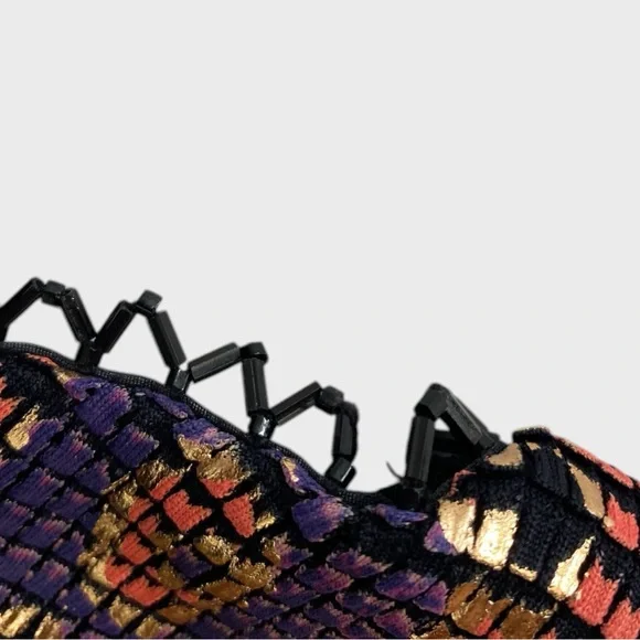 Vintage Multicolor Metallic Painted Bombshell Mesh Front Midi Dress Size Small - Picture 15 of 16